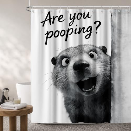 Extra Tall Shower Curtain XL Funny Grey Otter, 70 x 84 Inchs