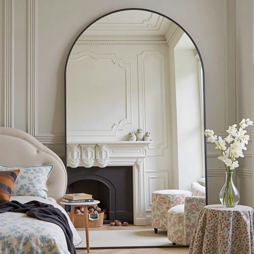 Dewfig Arched Full Length Mirror, 81"x41" Large Floor Mirror, Black