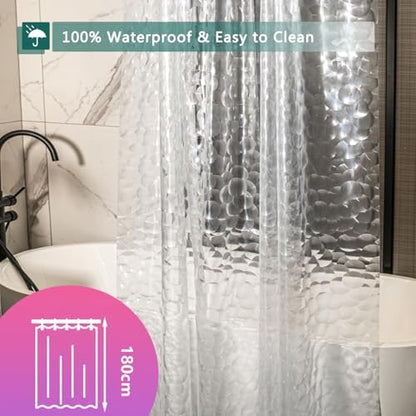 Shower Curtain Liner, 100% Waterproof EVA Shower Curtains with 3 Duty Heavy Bottom Magnets and 12 Rust Proof Grommets, 72x72 Weighted Shower Liner for Shower Stall, Bathtubs