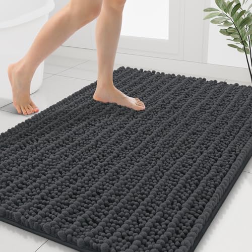 Smiry Bathroom Rugs 40X32, Extra Soft Rubber Backing Chenille Bath Mats