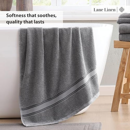 LANE LINEN Bathroom Towel Set 3 Piece Soft Absorbent Quick Dry - Cool Grey