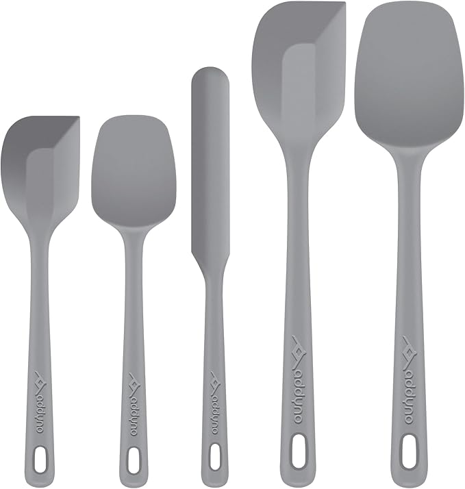 5-Piece Silicone Spatula Set for Baking, 446°F Heat Resistant Non-Stick Cooking Utensils, BPA-Free Food Grade Silicone Scrapers, Non-Scratch Flexible & Dishwasher Safe, Grey
