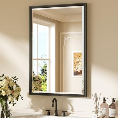 Keonjinn 24" x 36" Black Framed Bathroom Mirrors, Aluminum Alloy Frame