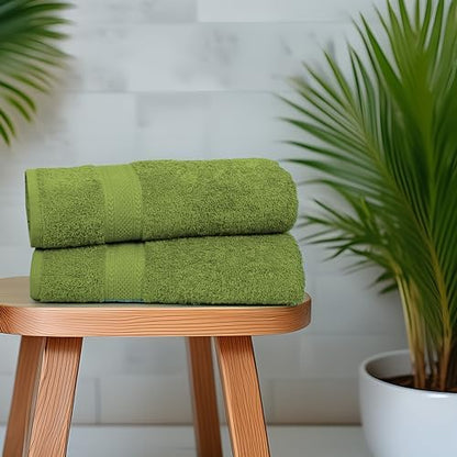 Medium Size Bath Towels Set of 6 – 100% Cotton Terry – 24" x 48" – Quick Dry, Soft & Highly Absorbent – Forest Green Towels for Bathroom, Gym, Spa, Pool & Daily Use