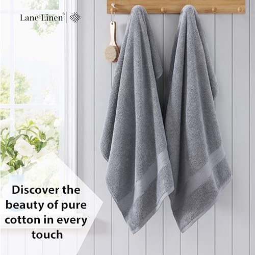 LANE LINEN Bath Sheets 100% Cotton 4 Pack Oversized Soft - Grey