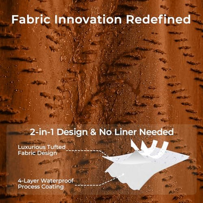 Orange Boho Fabric Shower Curtain 72 x 90 Inches