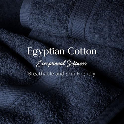 SUPERIOR Egyptian Cotton Ultra Plush & Absorbent, 3 Piece Set, Navy Blue