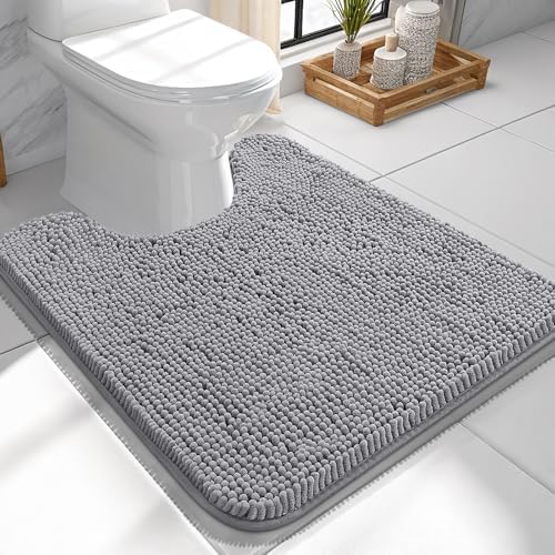 OLANLY Toilet Rugs U-Shaped 24x24, Soft Absorbent Chenille Contour Rugs