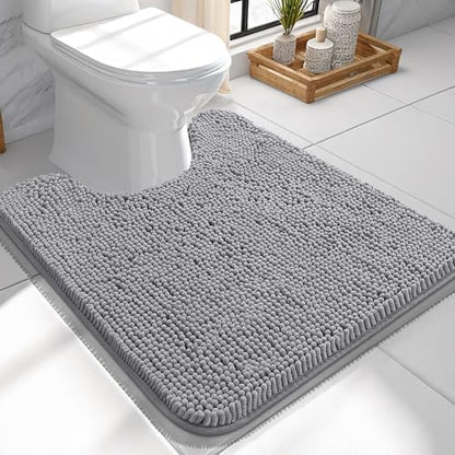 OLANLY Toilet Rugs U-Shaped 24x24, Soft Absorbent Chenille Contour Rugs