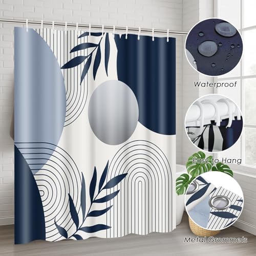 Bathroom Sets with Shower Curtain and Rugs, 4 Pcs, Boho Leaf