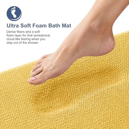 OLANLY Thick Memory Foam Bathroom Rugs 30x20, Absorbent Bath Mat, Yellow