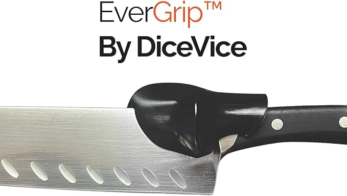 EverGrip Ergonomic Grip for Chef Knife & Kitchen Knives - Helper for Precise Cutting & Improved Cutting Comfort | Professional Cooking Knife Tool Accessory (2-Count)