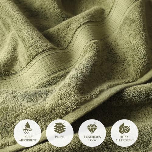 SUPERIOR Egyptian Cotton Ultra Plush & Absorbent, 3 Piece Set, Forest Green