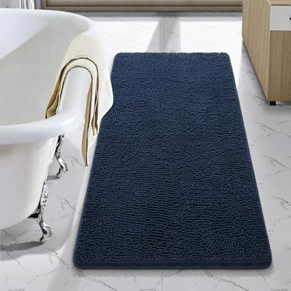 LOCHAS Luxury Bathroom Rug Shaggy Bath Mat 24 x 44 Inch, Navy
