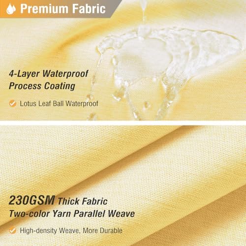 BTTN Long Linen Textured Waterproof Thick Shower Curtain Set, 72x84, Yellow