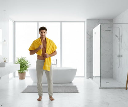 6 Piece Bath Towel Set, 2 Bath, 2 Hand, 2 Washcloths, Yellow