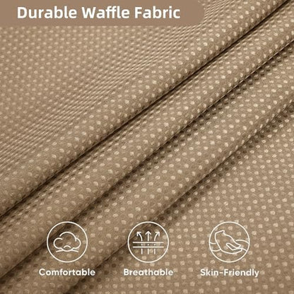 3 in 1 Shower Curtain Set, Waffle Shower Curtain and Liner Set with 12 Double Sided Shower Curtain Hooks, 72 x 84 Fabric Shower Curtains for Bathroom, Beige