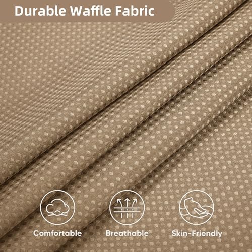 Shower Curtain and Liner Set, 3 in 1 Waffle Shower Curtain Set with 12 Double Sided Shower Curtain Hooks, Fabric Shower Curtains for Bathroom, Beige, 72 x 72