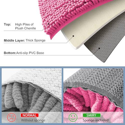 Smiry Bathroom Rugs 44X24, Luxury Chenille Extra Soft Absorbent Bath Mat