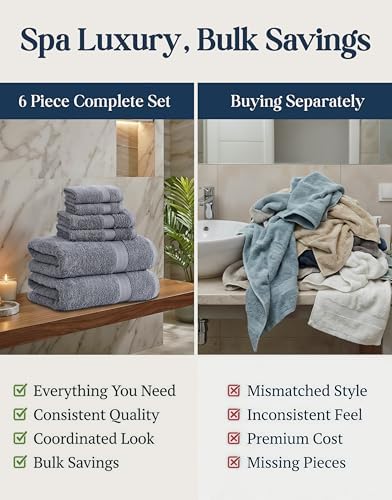 LANE LINEN Towel Set for Bathroom Soft Absorbent Quick Dry - Cool Grey