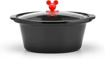 Disney Mickey & Friends 5-Quart Slow Cooker - Food & Dip Warmer for Parties - Electric Slow Cooker with Tempered Glass Lid & Mickey Icon Handle - Kitchen Essential for Soups & Home-Cooked Meals