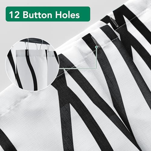 Fabric Modern Extra Long Shower Curtains for Bathroom-Black and White