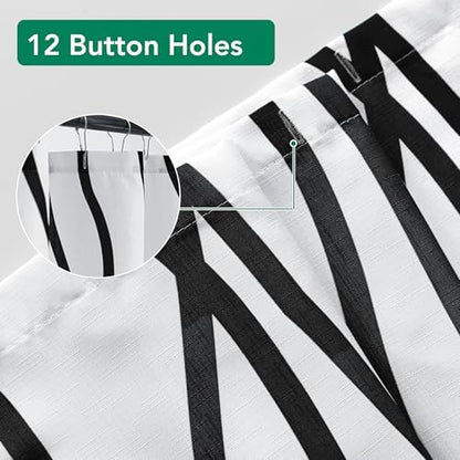 Fabric Modern Extra Long Shower Curtains for Bathroom-Black and White