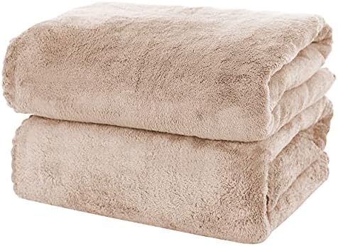 MOONQUEEN 2 Pack Premium Bath Towel Set - Quick Drying - Microfiber Coral Velvet Highly Absorbent Towels - Multipurpose Use as Bath Fitness, Bathroom, Shower, Sports, Yoga Towel (Brown)