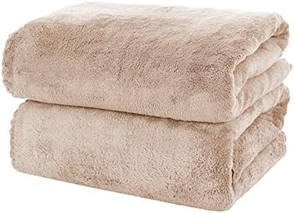 MOONQUEEN 2 Pack Premium Bath Towel Set - Quick Drying - Microfiber Coral Velvet Highly Absorbent Towels - Multipurpose Use as Bath Fitness, Bathroom, Shower, Sports, Yoga Towel (Brown)