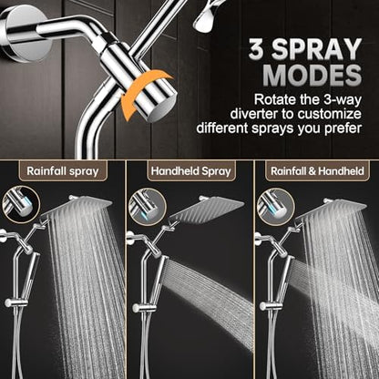 Veken All Metal 10"Luxurious Rain Shower Head with Handheld Spary,Power Jet