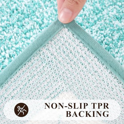 Pauwer Bathroom Rug Sets 3 Piece, Non Slip Washable Bath Mat, Teal