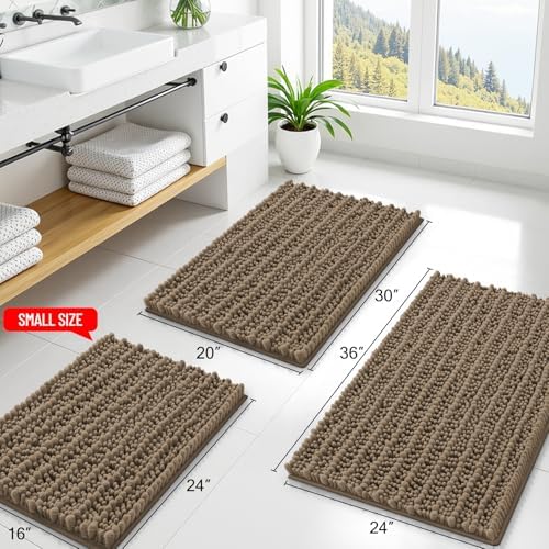 Smiry Bathroom Rugs 70X24, Extra Soft Rubber Backing Chenille Bath Mats