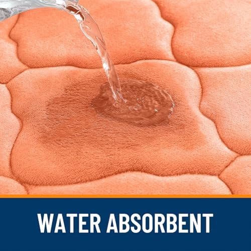 OLANLY Memory Foam Bath Mat Rug 36x24, Ultra Soft Bathroom Rugs, Peach