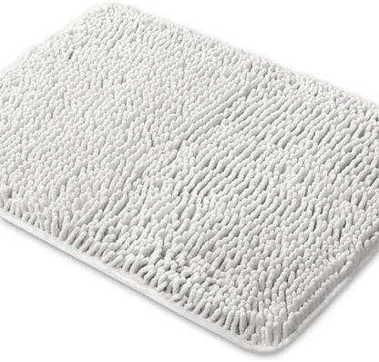 Yeaban Chenille Light Gray Bathroom Rug 20"x32", Non-Slip Rubber Backing