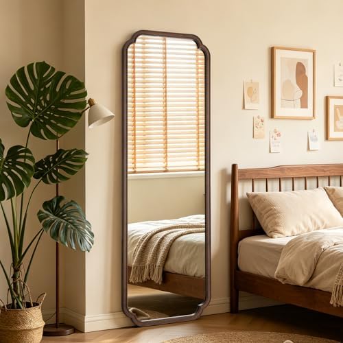 WallBeyond Full Length Mirror Wall Mounted 71"x24", Rustic Wooden Frame Floor Mirror, Large Full Body Mirror for Bedroom, Leaning or Hanging Against Wall (Walnut Solid Wood)