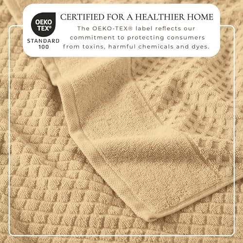 Great Bay Home Oversized Bath Sheets - 100% Cotton 2 Pack 68x35 Extra Large Towel - Absorbent, Durable, Quick-Dry Towels for Bathroom (Oatmeal)