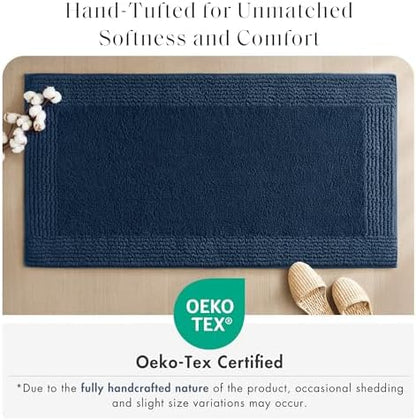 Madison Park Splendor Reversible 100% Cotton Bath Rug, 20 x 30, Navy
