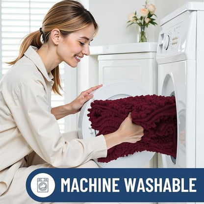 Smiry Bathroom Rugs 70X24, Extra Soft Rubber Backing Chenille Bath Mats