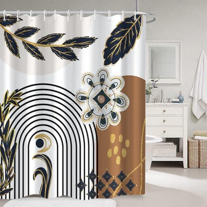 Black and Gold Boho Shower Curtain for Bathroom 72x96 Inch