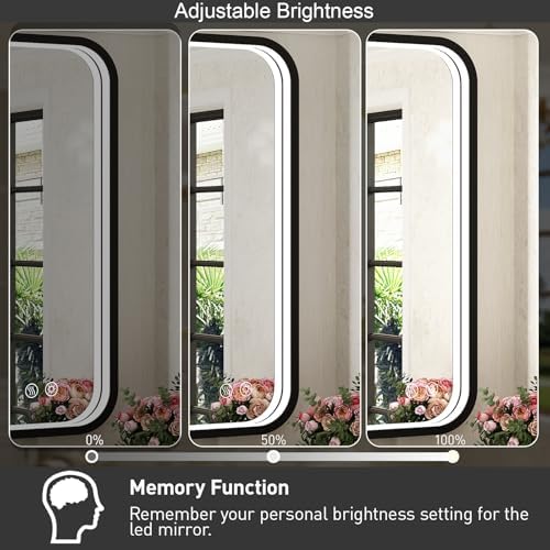 36x24 Inch Black Frame LED Lighted Bathroom Mirror,ETL Listed