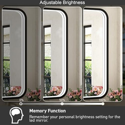 36x24 Inch Black Frame LED Lighted Bathroom Mirror,ETL Listed