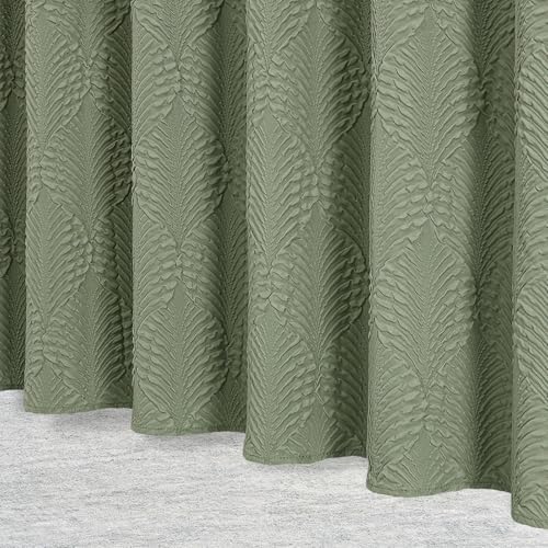Gibelle 72x84 Extra Long Shower Curtain, Sage Green 3D Embossed Half Bath Curtain