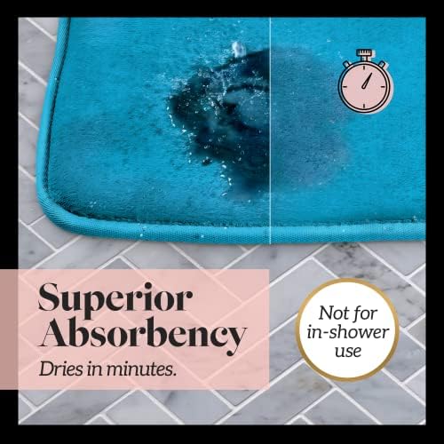 Memory Foam Bath Mat Non Slip Absorbent Super Cozy Velvet Bathroom Rug Carpet (60 inches X 17 inches, Caribbean Sea)