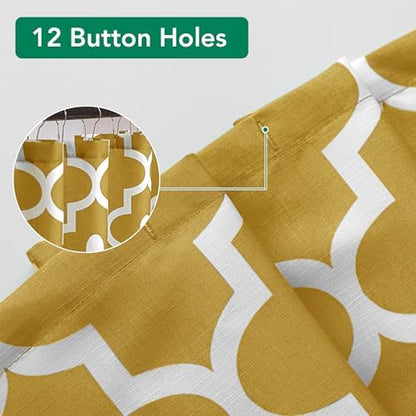 Fabric Modern Shower Curtain-Gold and White Shower Curtains for Bathroom