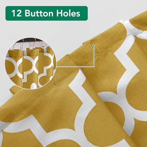 Fabric Modern Extra Long Shower Curtains for Bathroom-Gold and White