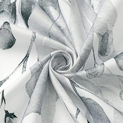 Gibelle Grey Eucalyptus Shower Curtain, Watercolor Floral Print, 72x72