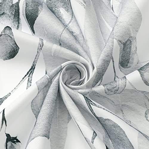 Gibelle Small Stall Shower Curtain 36 x 72, Narrow Grey Floral Decorative Bathroom, Watercolor Plant Eucalyptus Leaves Fabric