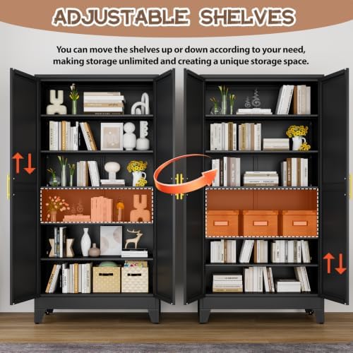 winiowa 78.7" Tall Metal Pantry Cabinet, Kitchen Storage Organizer, Black