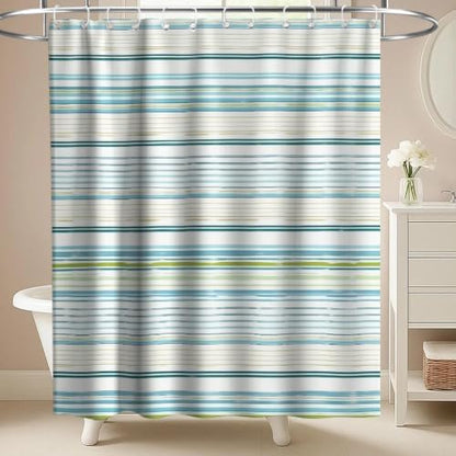 Neutral Modern Striped Shower Curtain Abstract Luxury Aesthetic Ocean