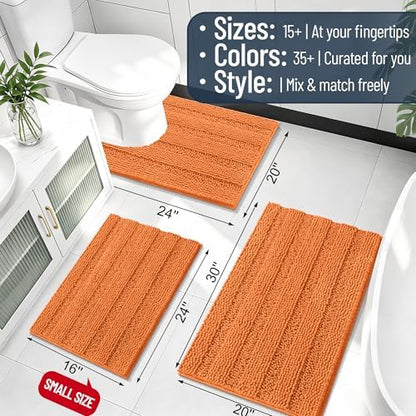 Smiry Thick Chenille Bathroom Runner Rugs 44x24, Absorbent Bath Mat, Clay